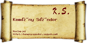 Kemény Sándor névjegykártya