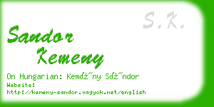 sandor kemeny business card